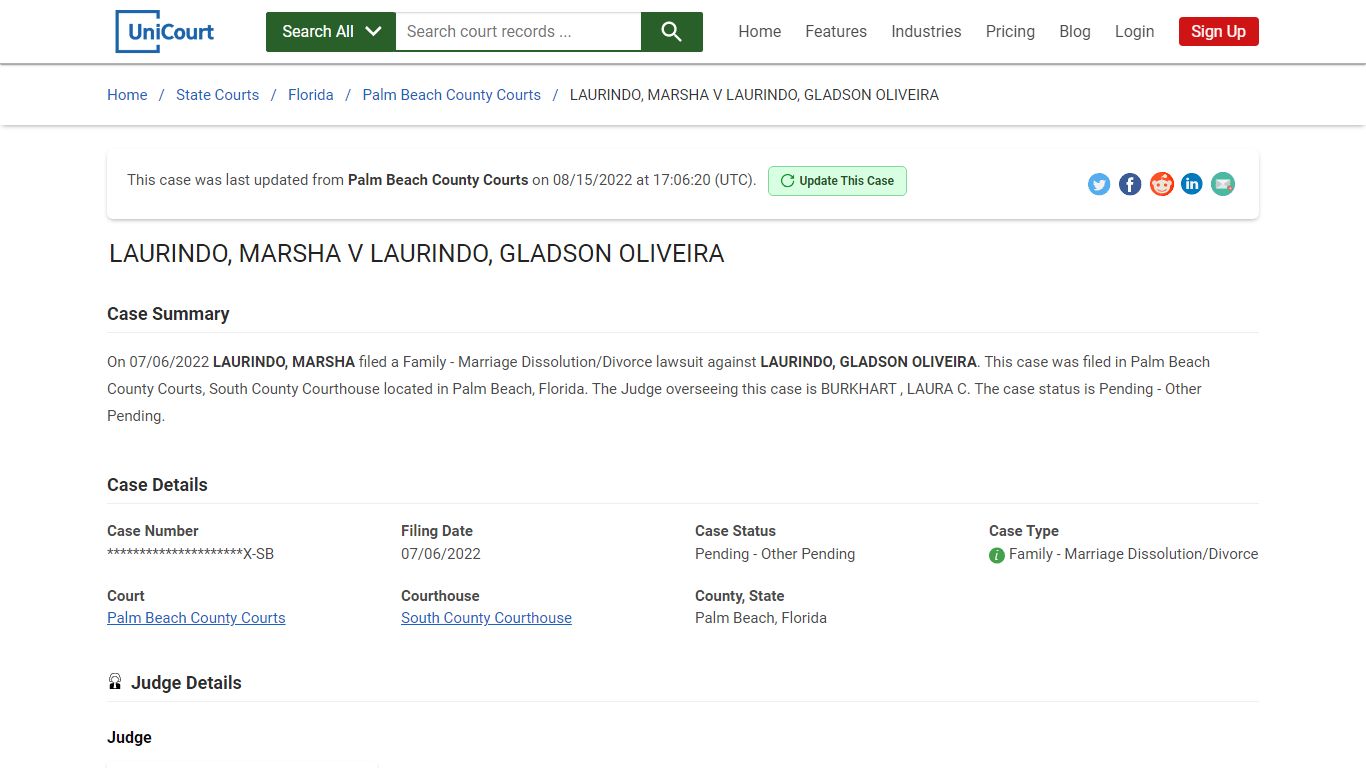 LAURINDO, MARSHA V LAURINDO, GLADSON OLIVEIRA | Court Records - UniCourt